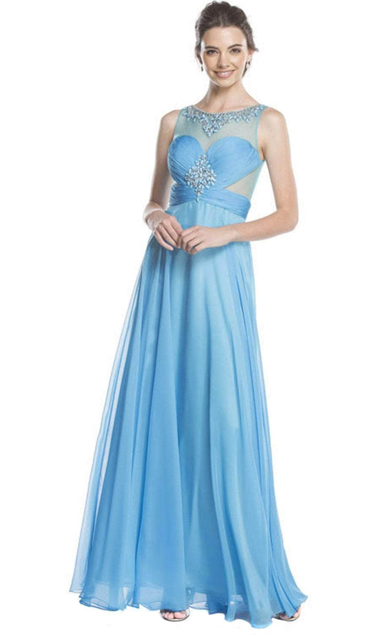 Trevi Collection - Crisscross Ruched A-Line Evening Dress Prom Dresses XXS / Turquoise