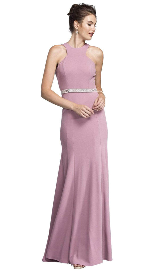 Trevi Collection - Cut-In Shoulder Long Affordable Prom Dress Evening Dresses XXS / Mauve