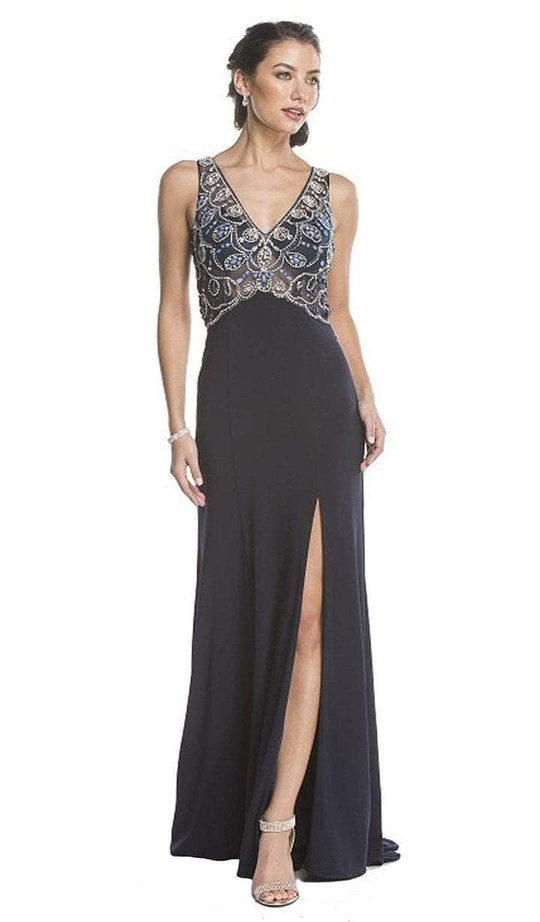 Trevi Collection - Cutout Back Sheath Prom Gown L1616 Prom Dresses S / Navy