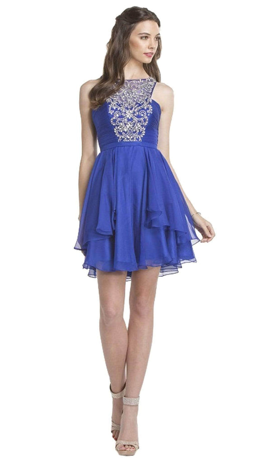 Trevi Collection - Halter Style Homecoming A-line Dress S1522 - 1 pc Royal In Size XS Available Homecoming Dresses XS / Royal