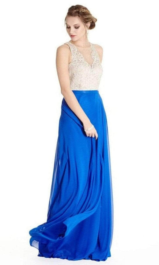 Trevi Collection - L1793 Illusion Jewel Lace A-Line Dress Prom Dresses XXS / Royal