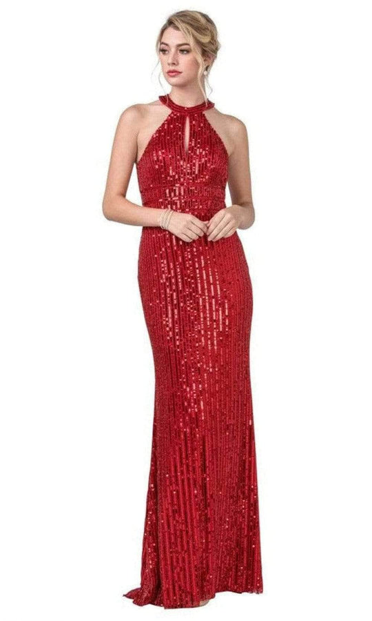 Trevi Collection - L2391 Halter Sheath Sleeveless Dress