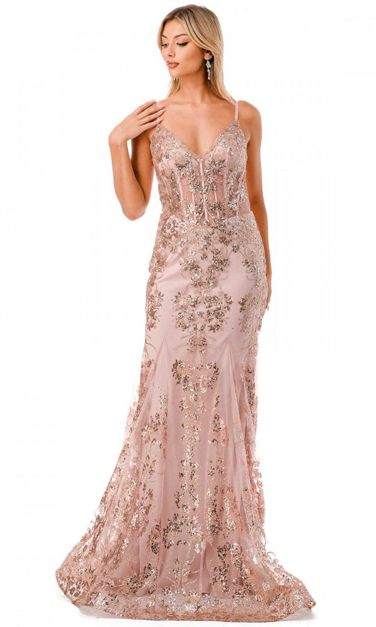Trevi Collection L2820W - Corset Bodice Mermaid Evening Gown