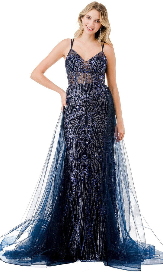 Trevi Collection L2910F - Strappy Detailed Back Sleeveless Prom Gown