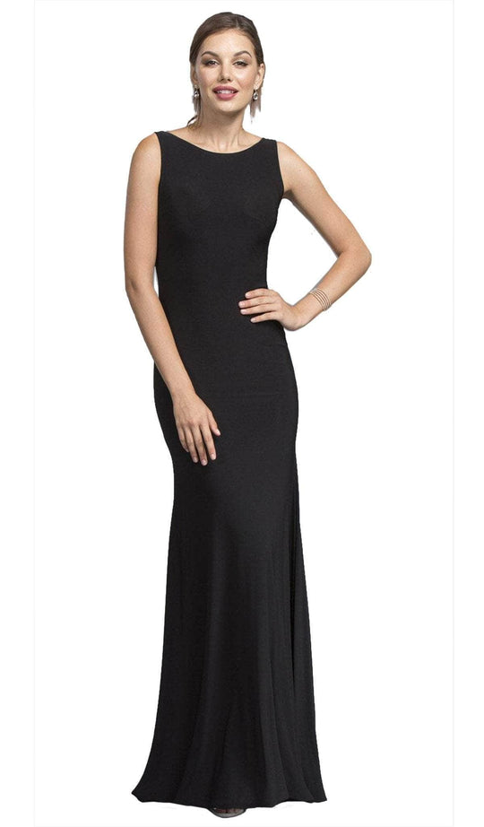 Trevi Collection - Long Black Affordable Prom Dress with Illusion Back Evening Dresses XXS / Bk-Patch