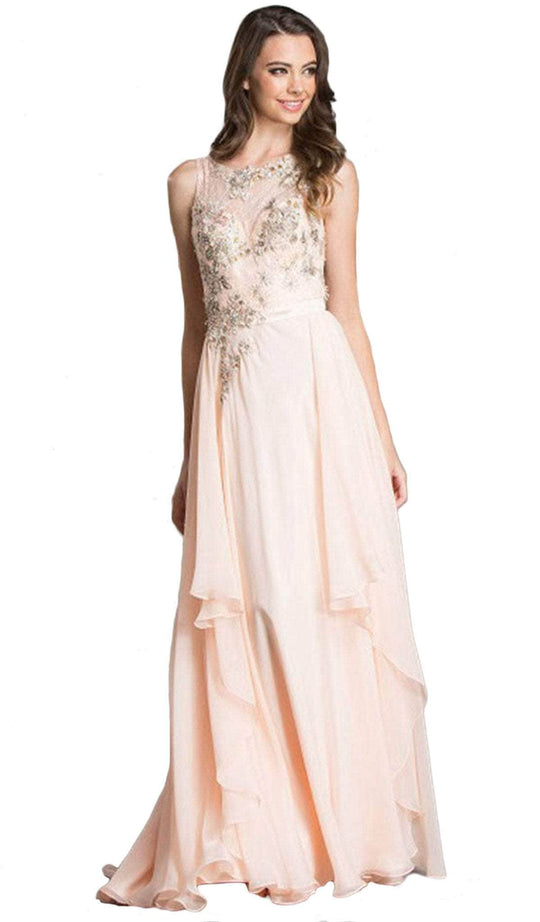 Trevi Collection - Long Flowy A-Line Prom Dress Prom Dresses XXS / Peach