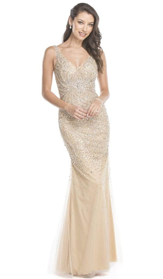 Trevi Collection - Sleeveless Sequined Sheath Evening Dress