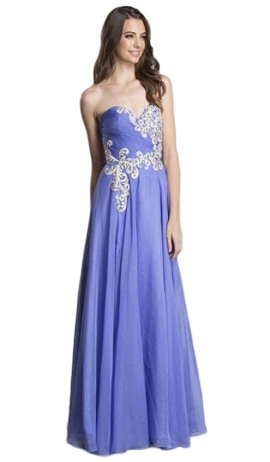 Trevi Collection - Strapless Ruched A-Line Affordable Prom Gown Evening Dresses XXS / Perry Blue