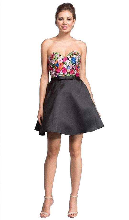 Trevi Collection - Trevi Collection Multi-Colored Embroidered Homecoming Dress Homecoming Dresses XXS / Black