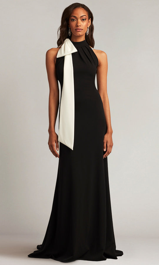 Tadashi Shoji BOS23521L - Sims Shoulder Bow Halter Evening Gown