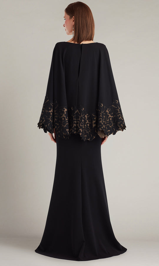 Tadashi Shoji CIN25506L - Delgado Laser-Cut Capelet Evening Gown