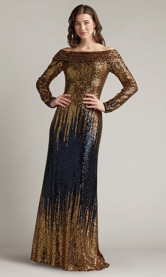 Tadashi Shoji CIR25444L - Vionne Off-Shoulder Sequin Evening Gown