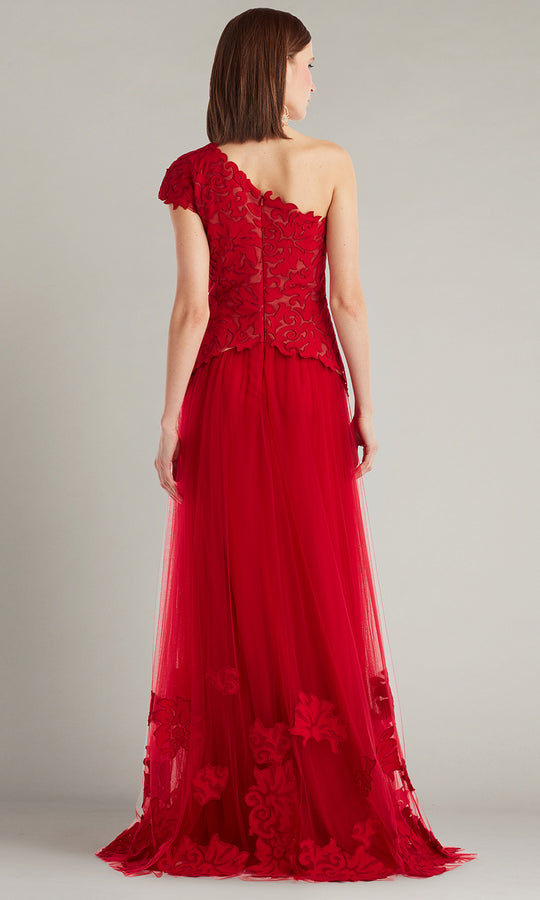Tadashi Shoji CIN25509L - Marcelline One-Shoulder Laser-Cut Evening Gown
