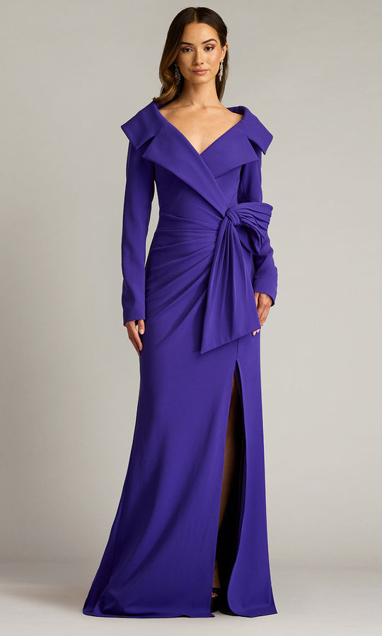 Tadashi Shoji BOS25144L - Boleyn Portrait Collar Gown with Slit