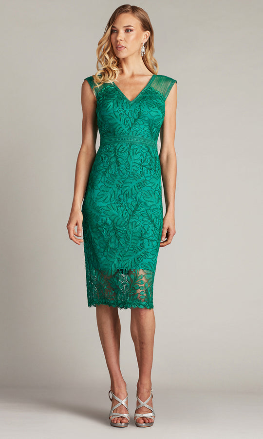 Tadashi Shoji CHU24350M - Sheer Cap Sleeve Evonne Embroidered Dress