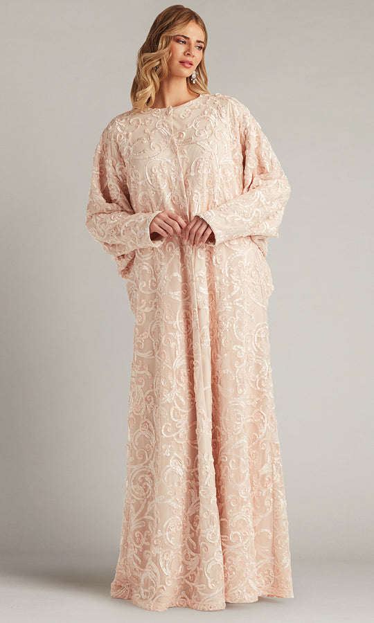 Tadashi Shoji BUS18270L - Long Sleeve Embroidered Caftan Gown