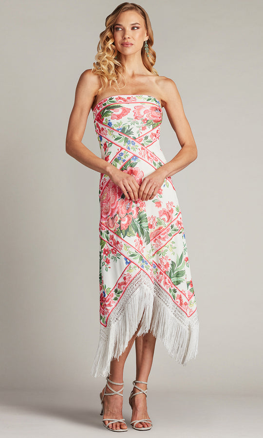 Tadashi Shoji CHZ25452MD - Brette Floral Print Tassel Fringe Dress