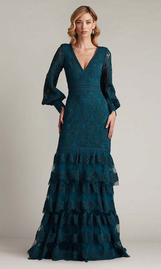 Tadashi Shoji CDY24268L - Aponi Tiered Embroidered Trumpet Gown