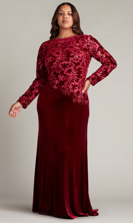 Tadashi Shoji CCG16206LXYQ - Gatlin Sequin Burnout Velvet Gown - PLUS SIZE