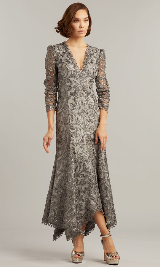 Tadashi Shoji BTN21187MD - Vivar Handkerchief Hem Puff Sleeve Dress