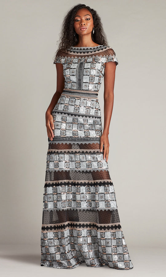 Tadashi Shoji CHH25334L - Jovie Sequined Illusion Trumpet Gown