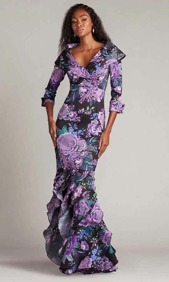 Tadashi Shoji CII25479L - Blythe Floral Portrait Collar Mermaid Gown