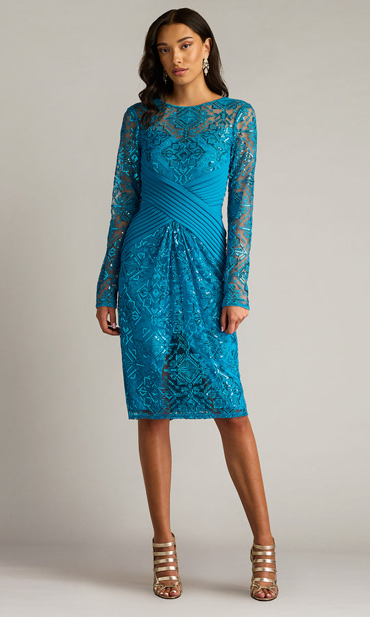 Tadashi Shoji CHM25117M - Long Sleeve Coates Sequin Embroidered Dress