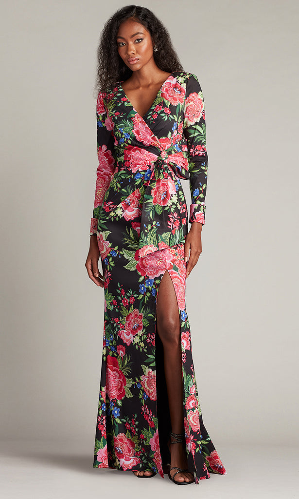 long sleeve full length floral dress Wxlwzywl Fall Winter Dresses for Women 2024 Women's Fall Dress Long Sleeve Maxi Dress 2024 Trendy Plus Size V-Neck Holiday Casual Floral Printed Split