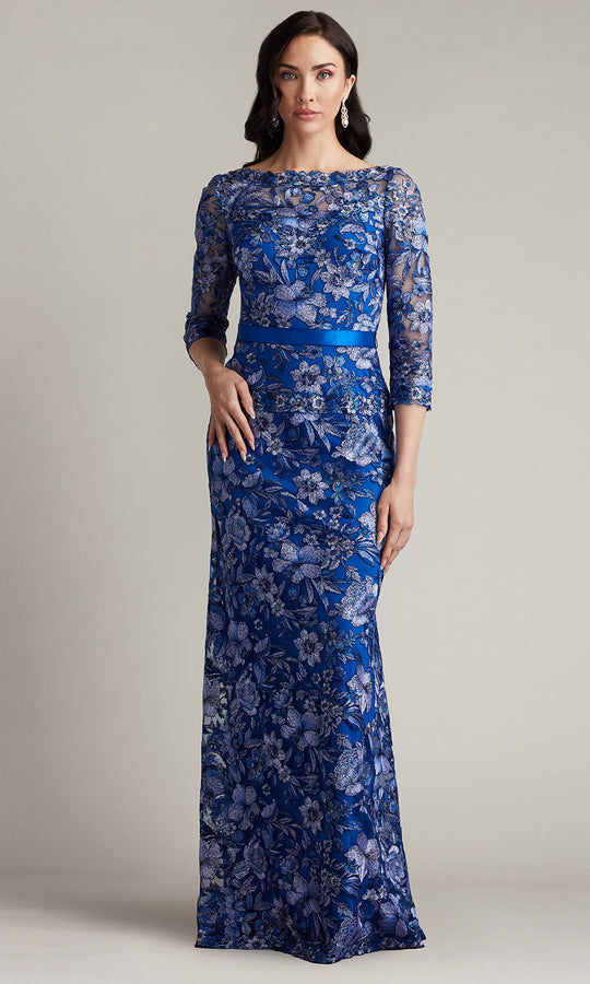 Tadashi Shoji CGV24130L - Bateau Fulcher Embroidered Illusion Gown
