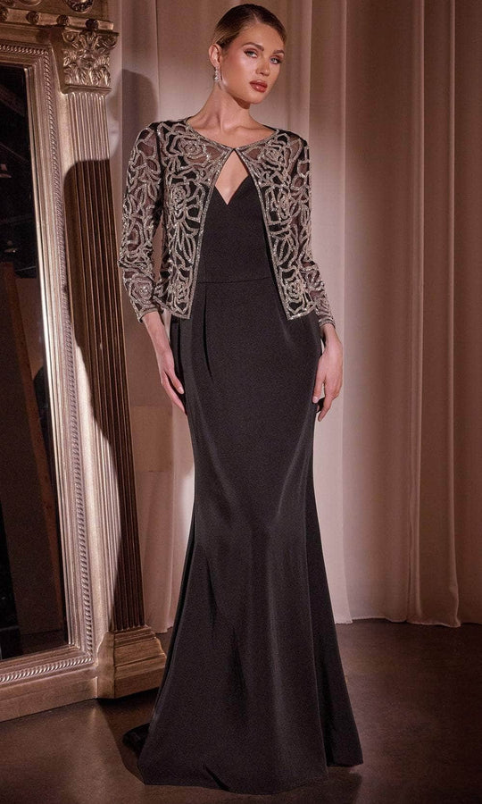 V-Neck Fitted Evening Dress