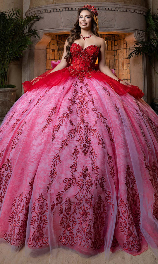 Vizcaya by Mori Lee 4080005 - Off-Shoulder Flounced Sleeve Peplum Gown