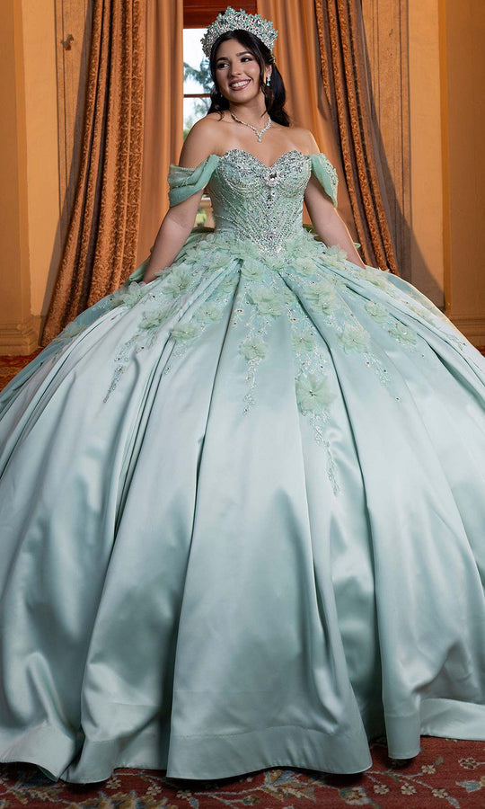 Vizcaya by Mori Lee 4080006 - Floral Accent Pleated Satin Ballgown