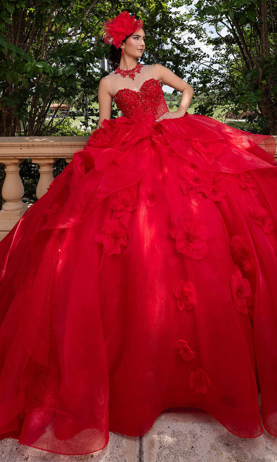 Vizcaya by Mori Lee 4080012 - Strapless Tulle Gown with Applique