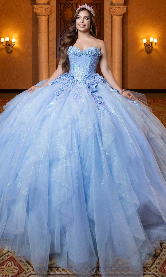 Vizcaya by Mori Lee 4080020 - Ruffle Skirt Appliqued Ballgown