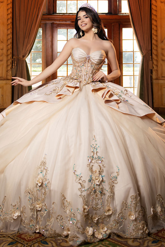 Vizcaya by Mori Lee 4080042 - 3D Floral Sweetheart Quinceneara Gown