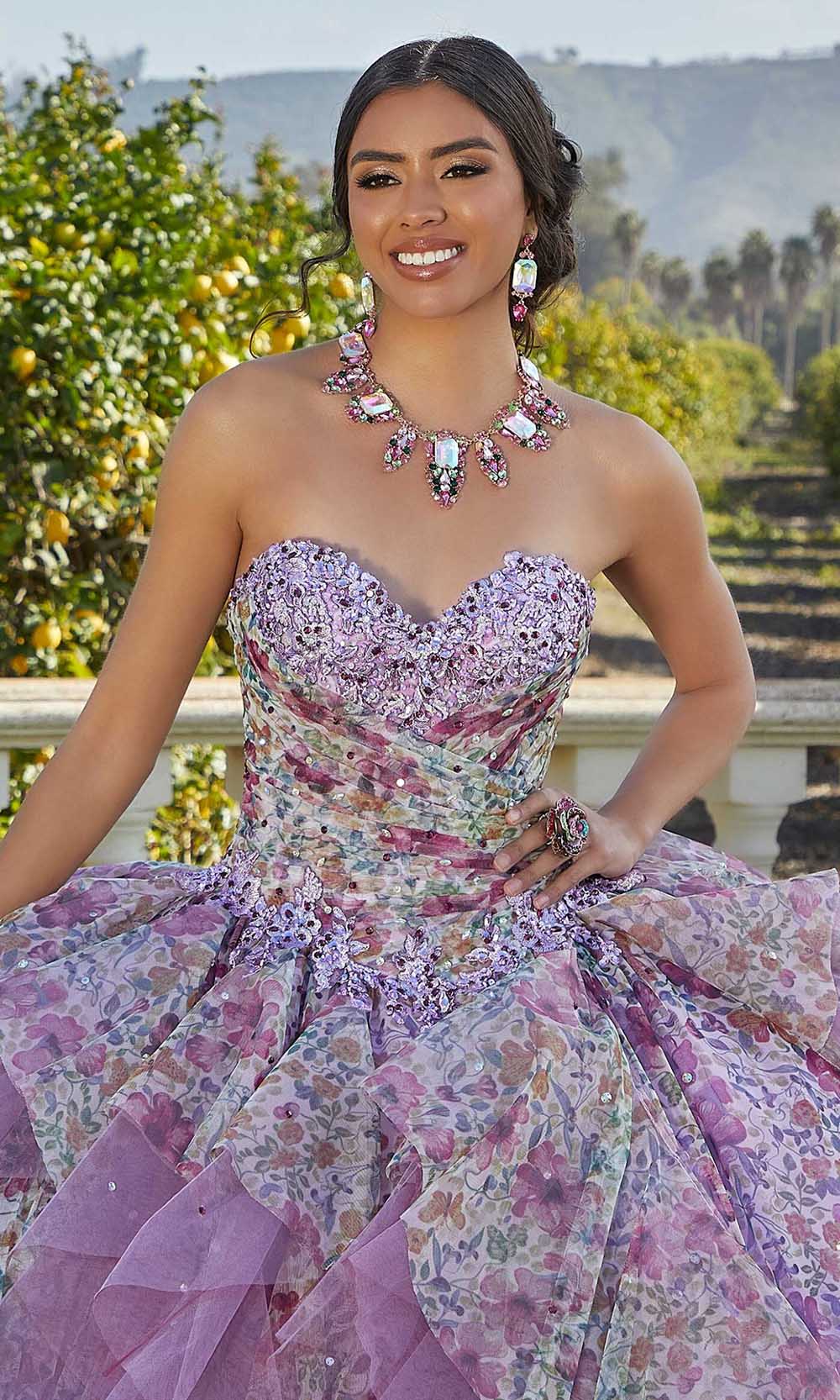 ANDREA & LEO A1035 Floral Printed Strapless A Line Dress – The Gown Galleria