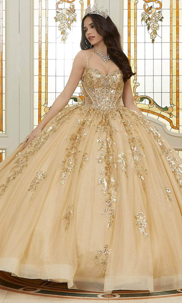coral and gold quinceanera dresses Rachel Allan MQ3093 - Bow Back Quinceanera Ballgown 4 / Champagne Rose Gold