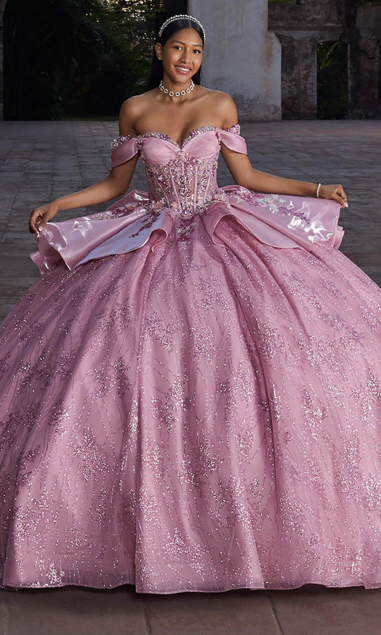 Vizcaya by Mori Lee 89539 - Ruffled Peplum Glitter Tulle Ballgown