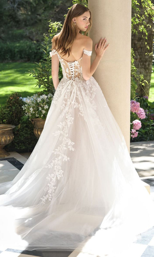Andrea and Leo WL057 - Off Shoulder Lace Appliqued Ballgown