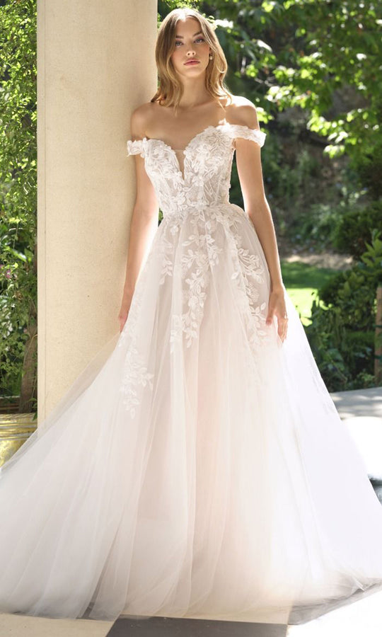 Andrea and Leo WL057 - Off Shoulder Lace Appliqued Ballgown