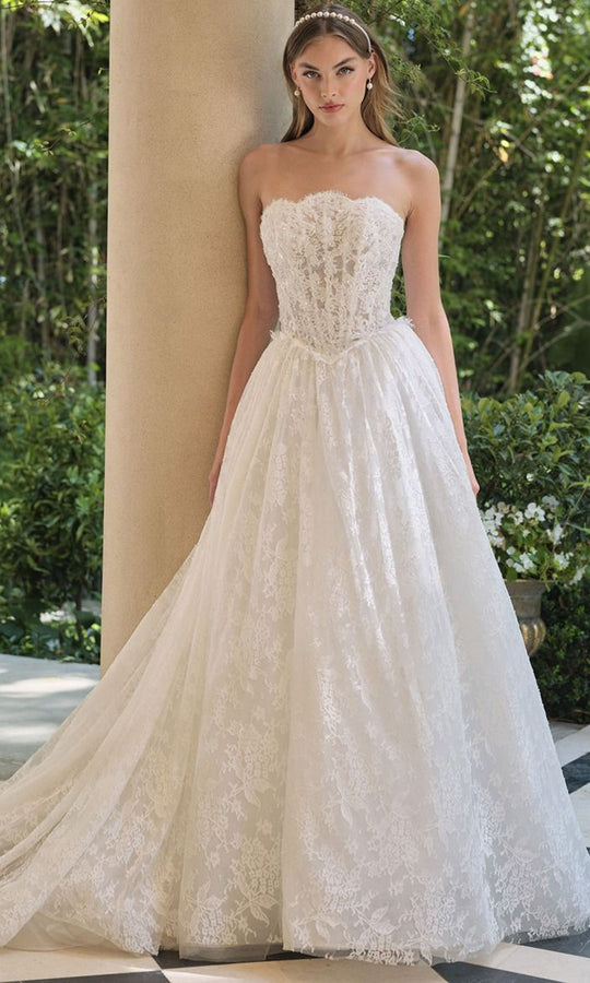Andrea and Leo WL061 - Strapless Embroidered Lace A-Line Gown