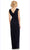 Adrianna Papell - 08G905560 Ruched Bateau Embellished Long Dress - 1 Pc INK in Size 12 Available CCSALE 12 / INK