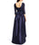 Adrianna Papell 091919630 Sequined High Low Bow Accent Gown - 1 pc Navy in Size 8 Available CCSALE 8 / Navy