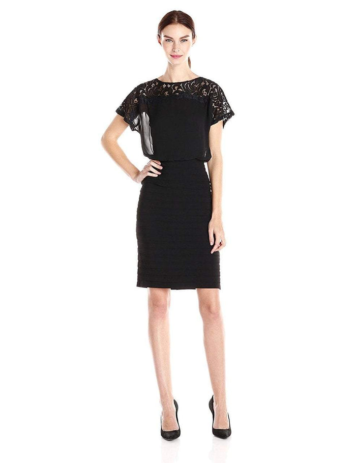 Adrianna Papell - 14249410 Illusion Jewel Sheath Dress Special Occasion Dress 2 / Black