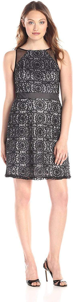 Adrianna Papell - 41908460 Sheer Accented Floral Crochet Lace Dress Couture Candy Adrianna Papell - 41908460 Sheer Accented Floral Crochet Lace Dress Couture Candy