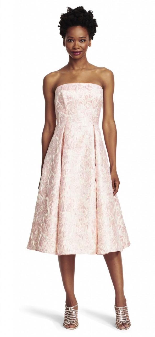 Adrianna Papell - 41911800 Strapless Floral Jacquard Dress Special Occasion Dress 0 / Pink