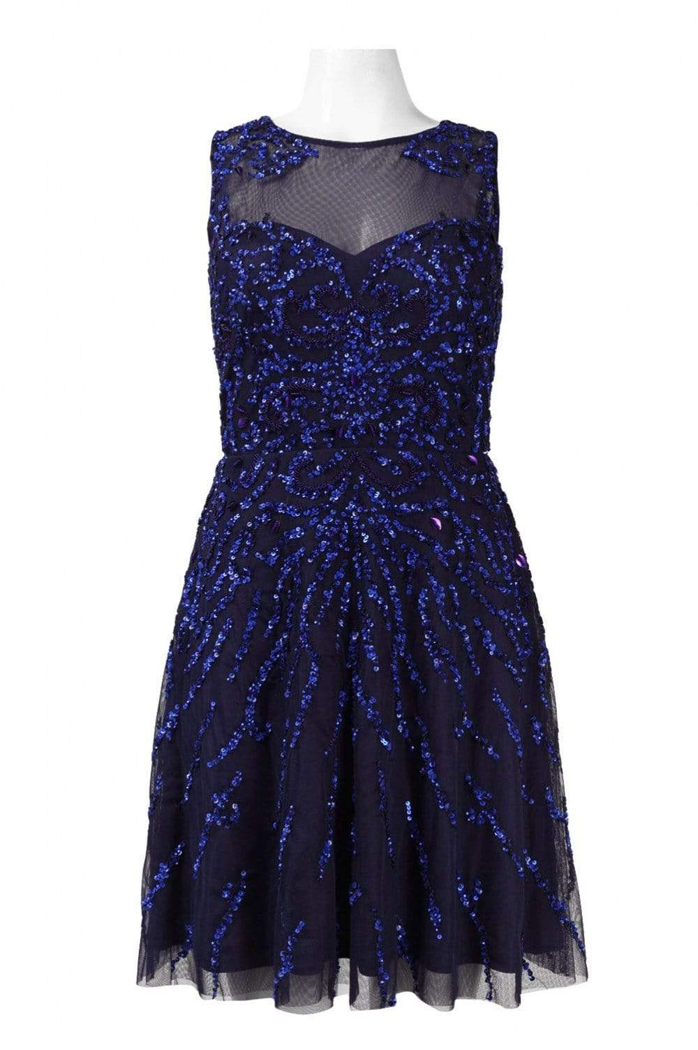 Adrianna Papell - 54465630 Illusion Jewel Sequined Mesh Cocktail Dress ...