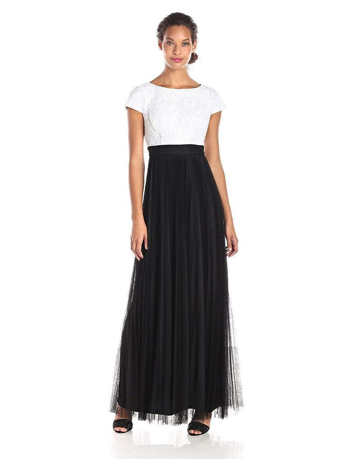 Adrianna Papell - 81907380 Floral Lace Pleated A Line Dress Special Occasion Dress 0 / Black Ivory