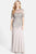 Adrianna Papell - 91896950 Embellished Illusion Jewel Sheath Gown Special Occasion Dress 0 / Platinum