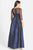Adrianna Papell - 91912620 Quarter Sleeve Illusion Taffeta Gown - 1 pc Navy in size 10 Available CCSALE 10 / NAVY